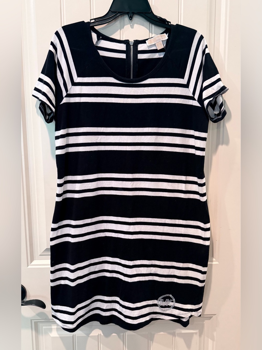 Michael Kors XL Black White Cotton Dress Summer Lightweight Easy Pullover Bling